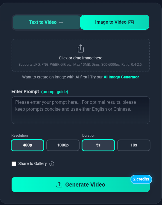 Select Image to Video